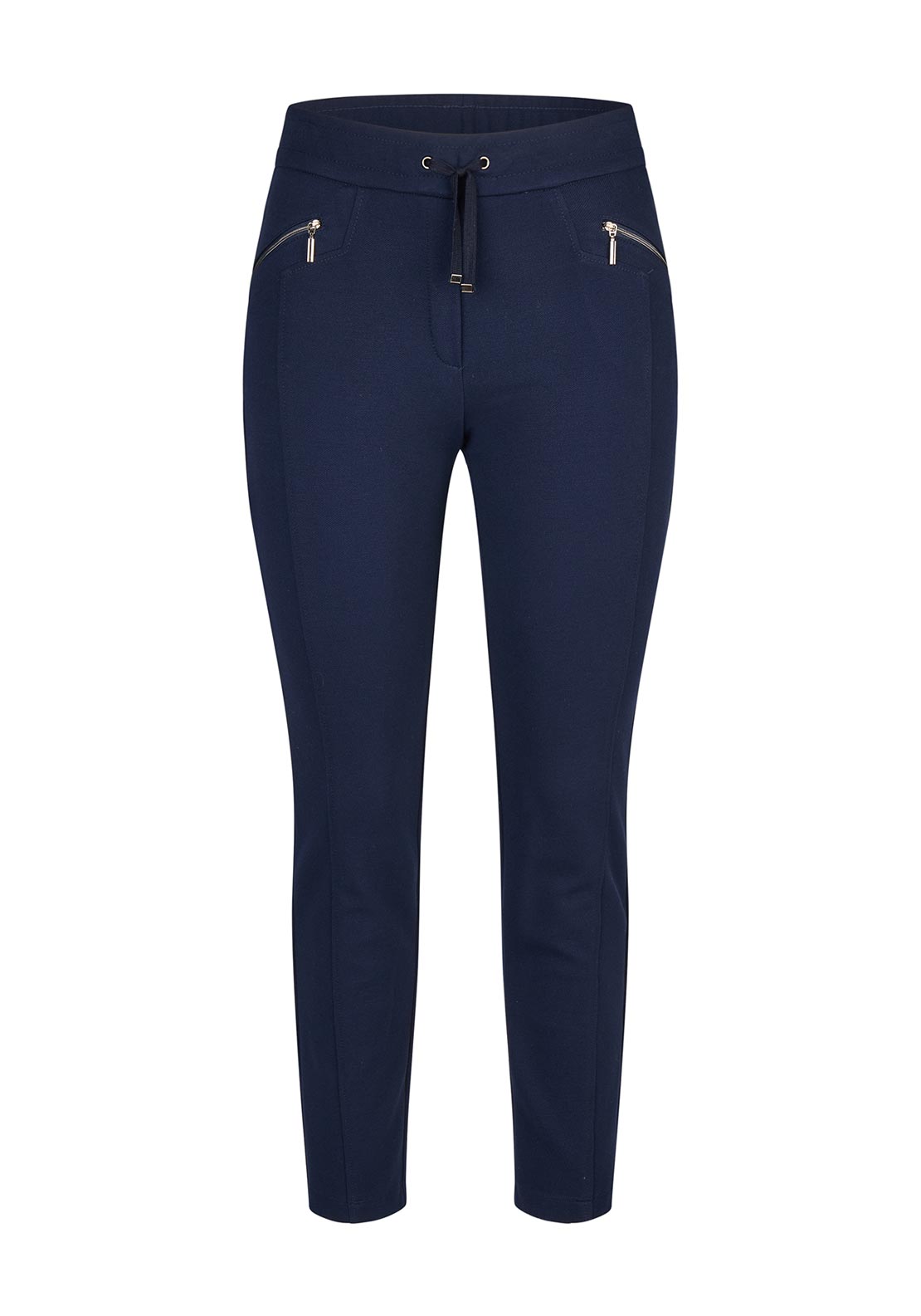 Rabe Zipped Slim Leg Trousers, Navy