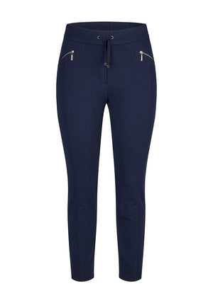 Rabe Zipped Slim Leg Trousers, Navy