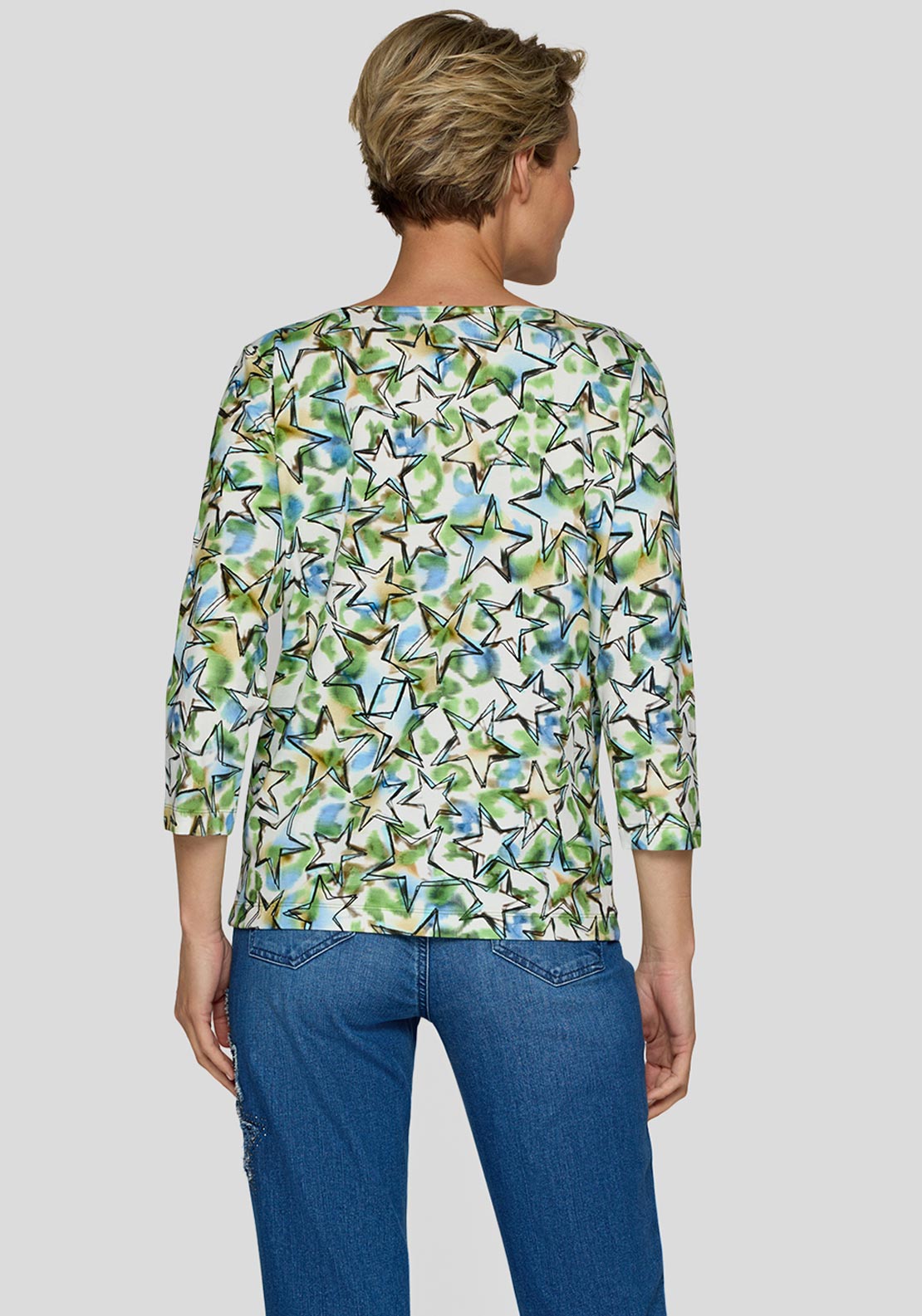 Rabe Star Print Top, Green Multi
