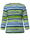 Rabe Striped Round Neck Top, Green Multi