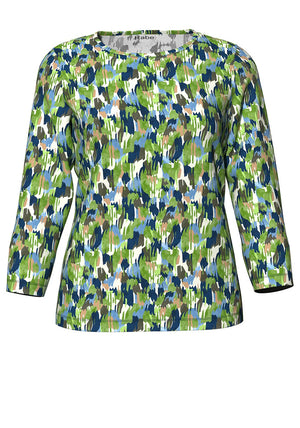 Rabe Abstract Print Top, Green Multi