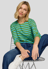 Rabe Striped Long Sleeve Basic Top, Green and Blue