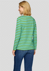 Rabe Striped Long Sleeve Basic Top, Green and Blue