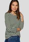Rabe Striped Round Neck Top, Green and White