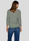 Rabe Striped Round Neck Top, Green and White