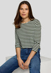 Rabe Striped Round Neck Top, Green and White
