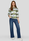 Rabe Striped Graffiti Print Top, Green