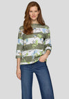 Rabe Striped Graffiti Print Top, Green
