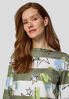 Rabe Striped Graffiti Print Top, Green
