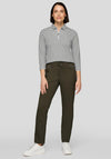 Rabe Striped Polo Neck Top, Black and White