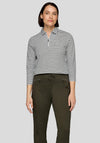 Rabe Striped Polo Neck Top, Black and White