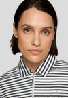 Rabe Striped Polo Neck Top, Black and White
