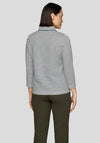 Rabe Striped Polo Neck Top, Black and White