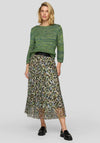 Rabe Leopard Print Pleated Skirt, Green