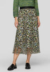 Rabe Leopard Print Pleated Skirt, Green