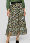 Rabe Leopard Print Pleated Skirt, Green