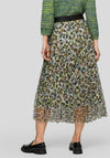 Rabe Leopard Print Pleated Skirt, Green