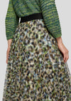 Rabe Leopard Print Pleated Skirt, Green