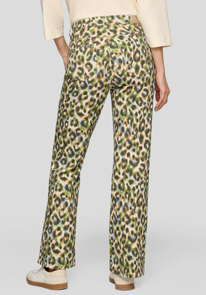 Rabe Leopard Print Straight Leg Jeans, Green