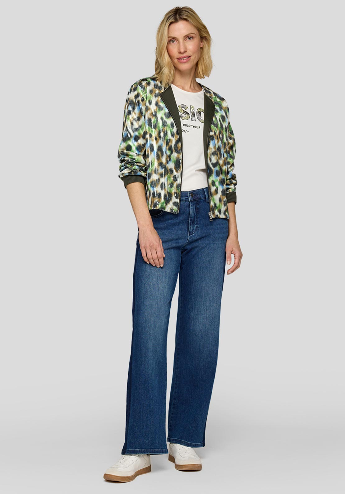 Rabe Sequin Leopard Print Jacket, Green Multi