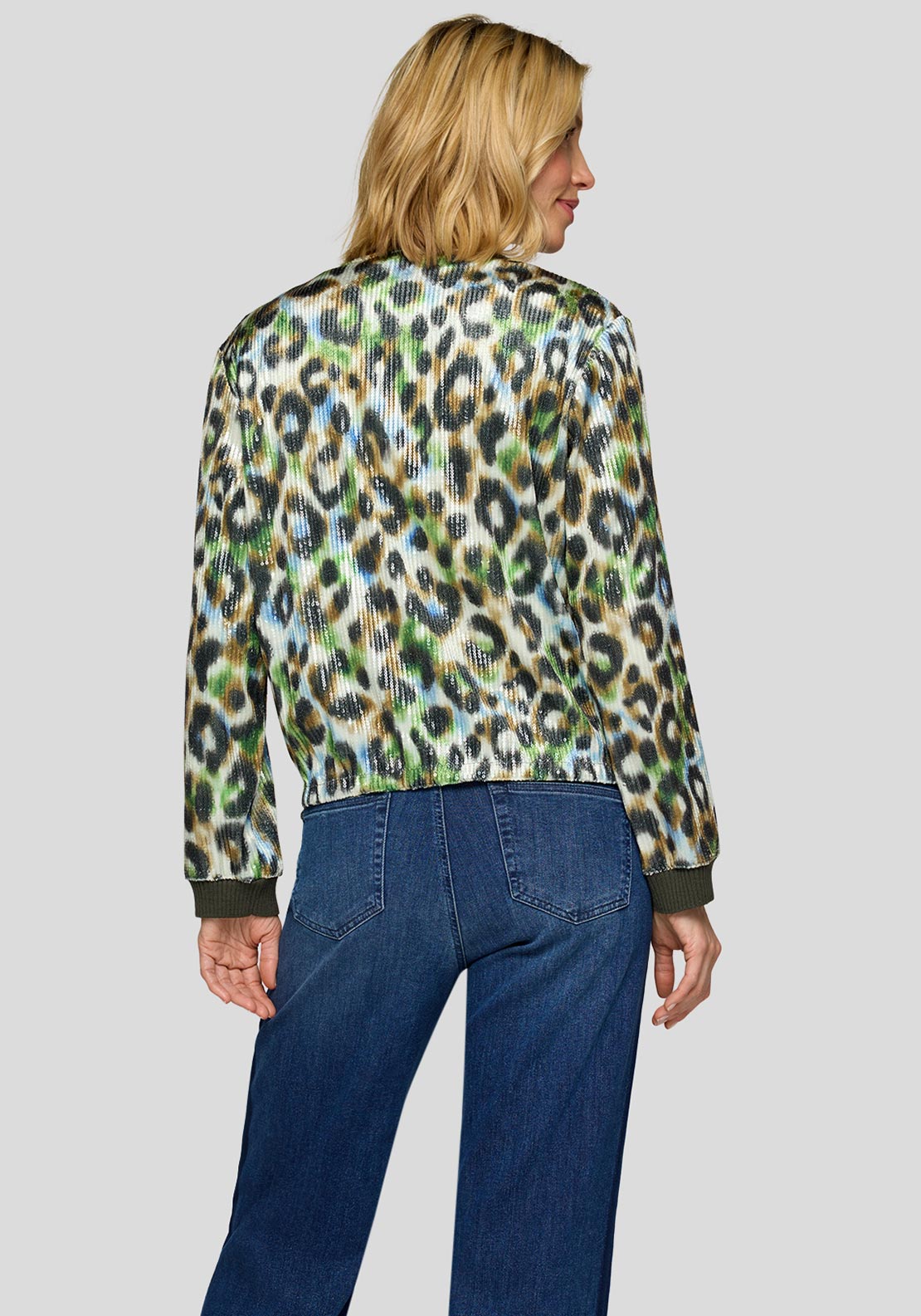 Rabe Sequin Leopard Print Jacket, Green Multi