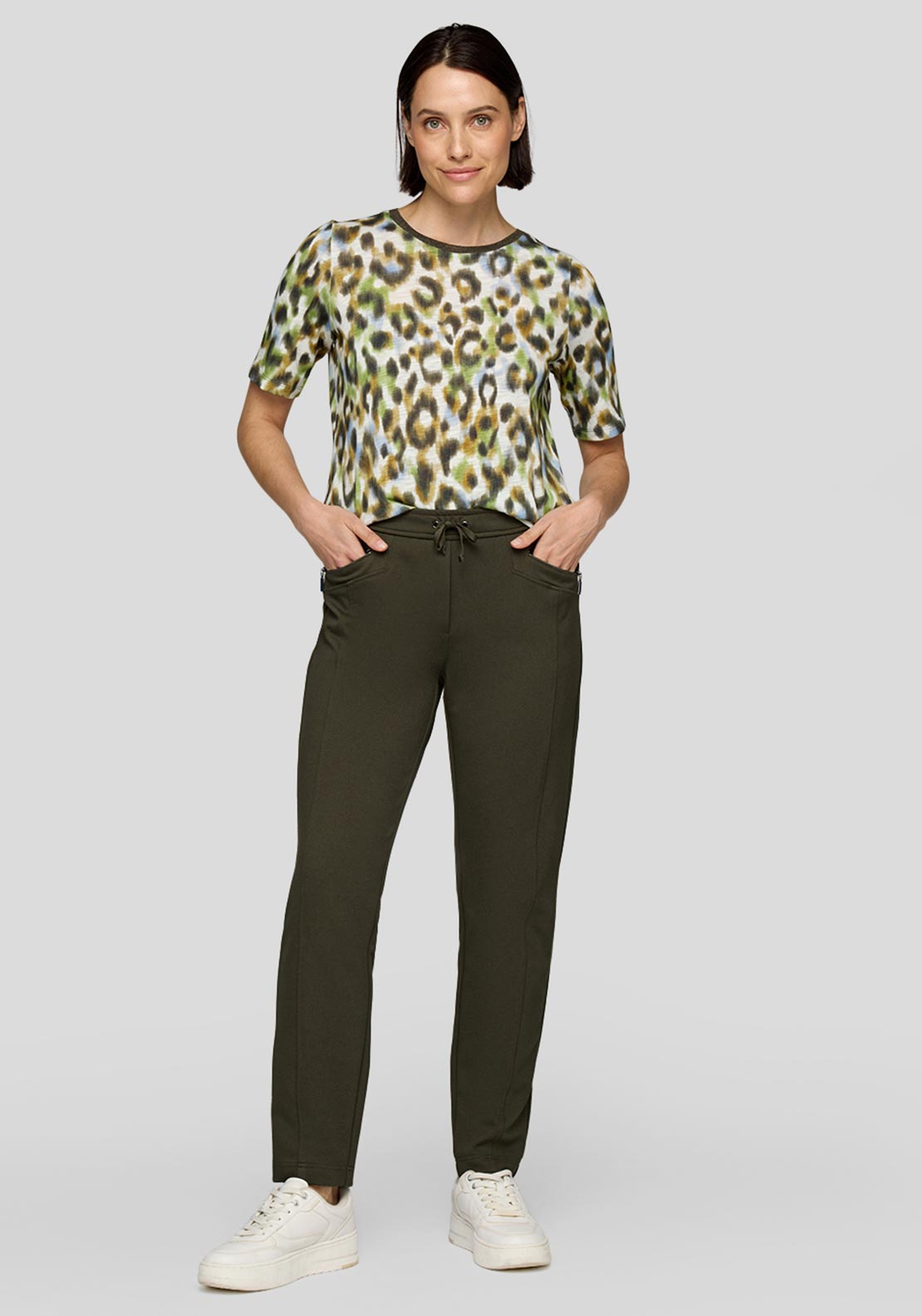 Rabe Leopard Print T Shirt, Green Multi