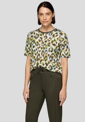 Rabe Leopard Print T Shirt, Green Multi