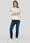 Rabe Embellished Sleeve Stripe Top, Off-White
