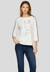 Rabe Embellished Sleeve Stripe Top, Off-White
