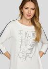 Rabe Embellished Sleeve Stripe Top, Off-White