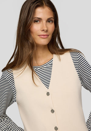 Rabe V Neck Knit Waistcoat, Beige