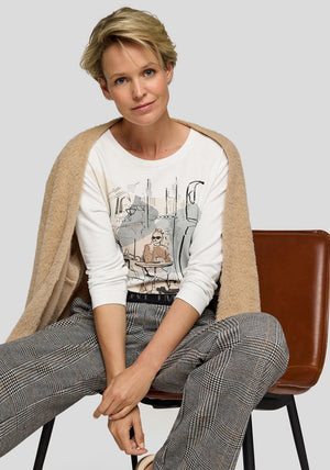 Rabe Embellished Café Print Top, White