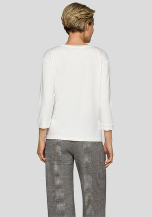 Rabe Embellished Café Print Top, White