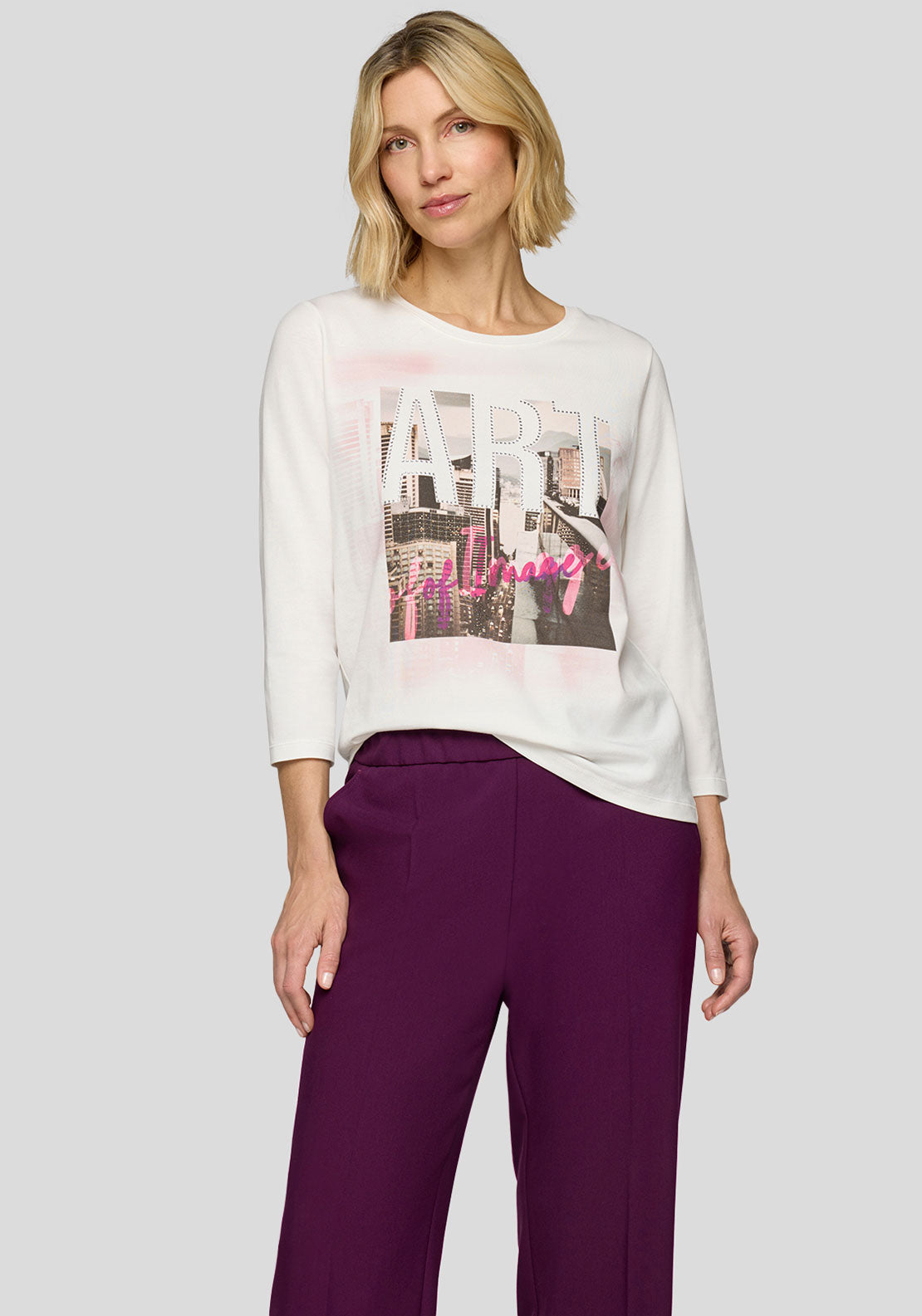 Rabe Embellished City Scape Top, White