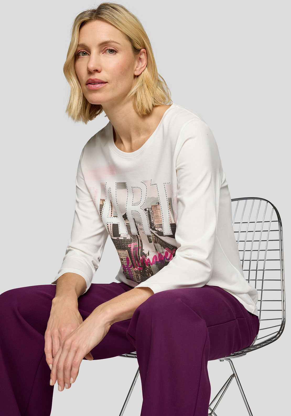 Rabe Embellished City Scape Top, White