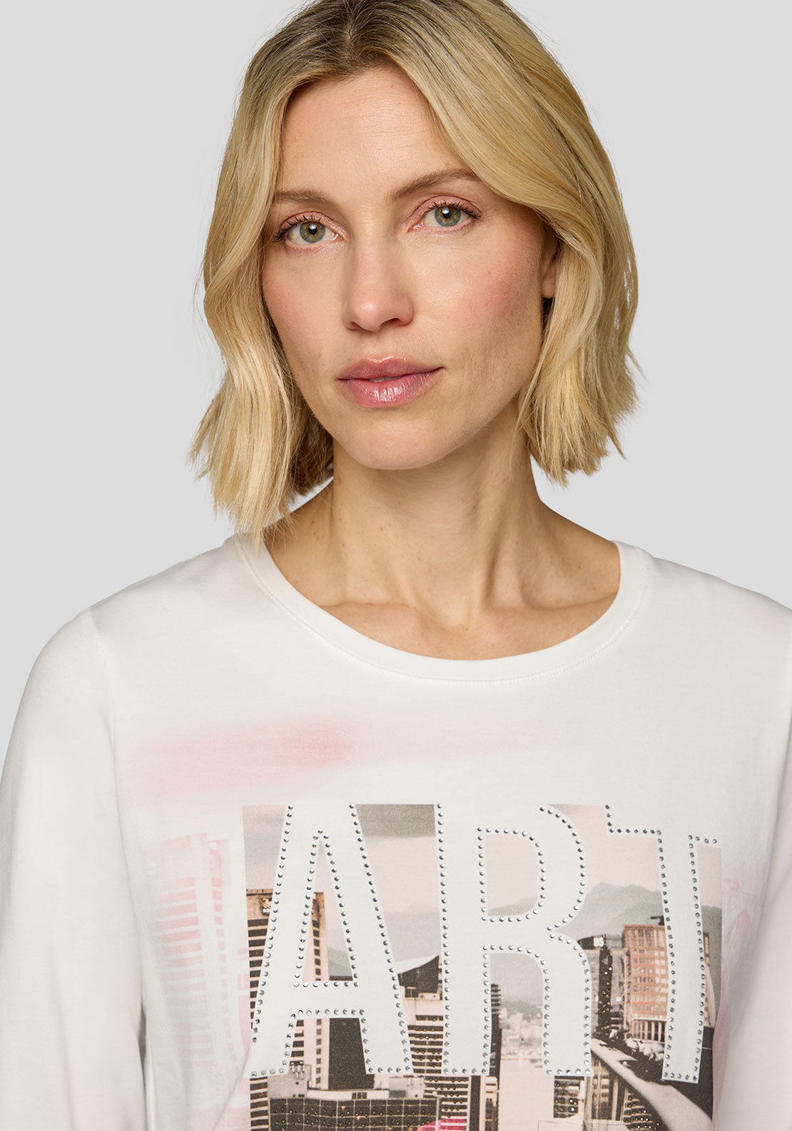 Rabe Embellished City Scape Top, White
