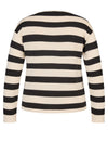 Rabe Heart Print Striped Sweater, Beige and Black