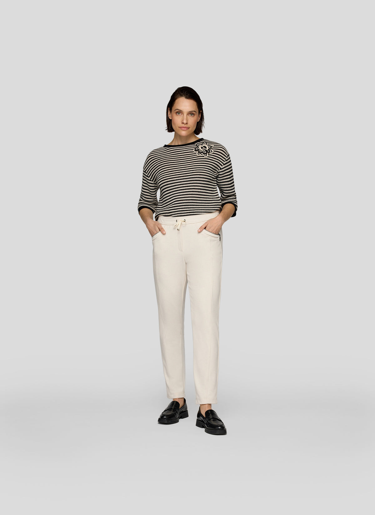 Rabe Zipped Slim Leg Trousers, Beige