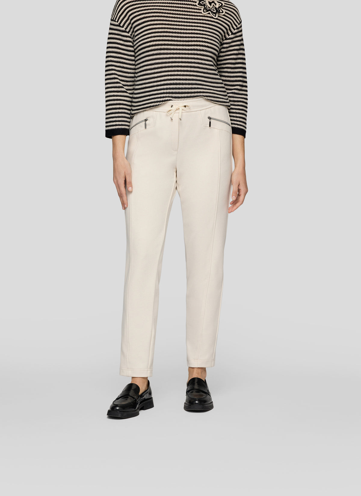 Rabe Zipped Slim Leg Trousers, Beige