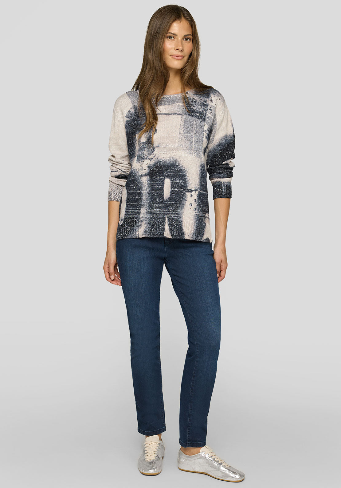 Rabe Lurex Knit Printed Jumper, Beige