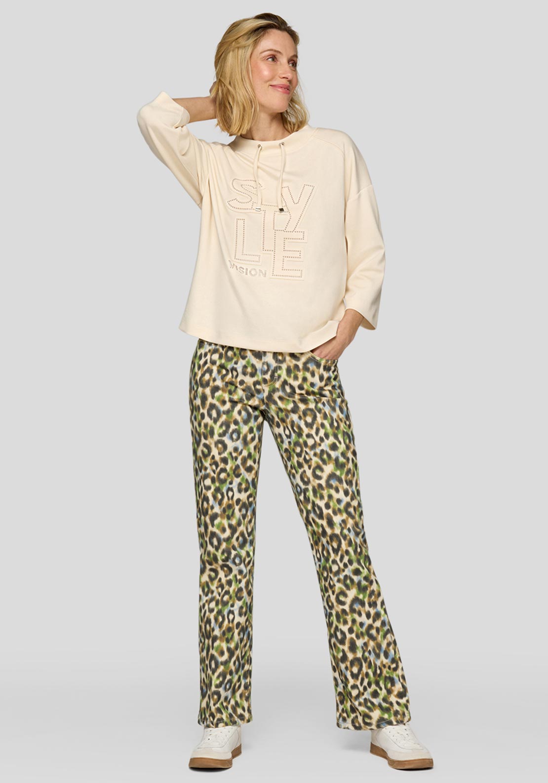 Rabe Rhinestone Embellished Sweatshirt, Cream