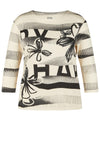 Rabe Striped Floral Print Top, Cream and Black