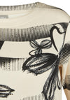 Rabe Striped Floral Print Top, Cream and Black