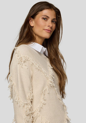 Rabe Diamond Fringe Knit Jumper, Beige