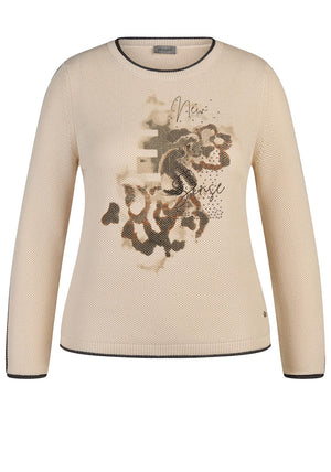 Rabe Embellished Abstract Front Jumper, Beige