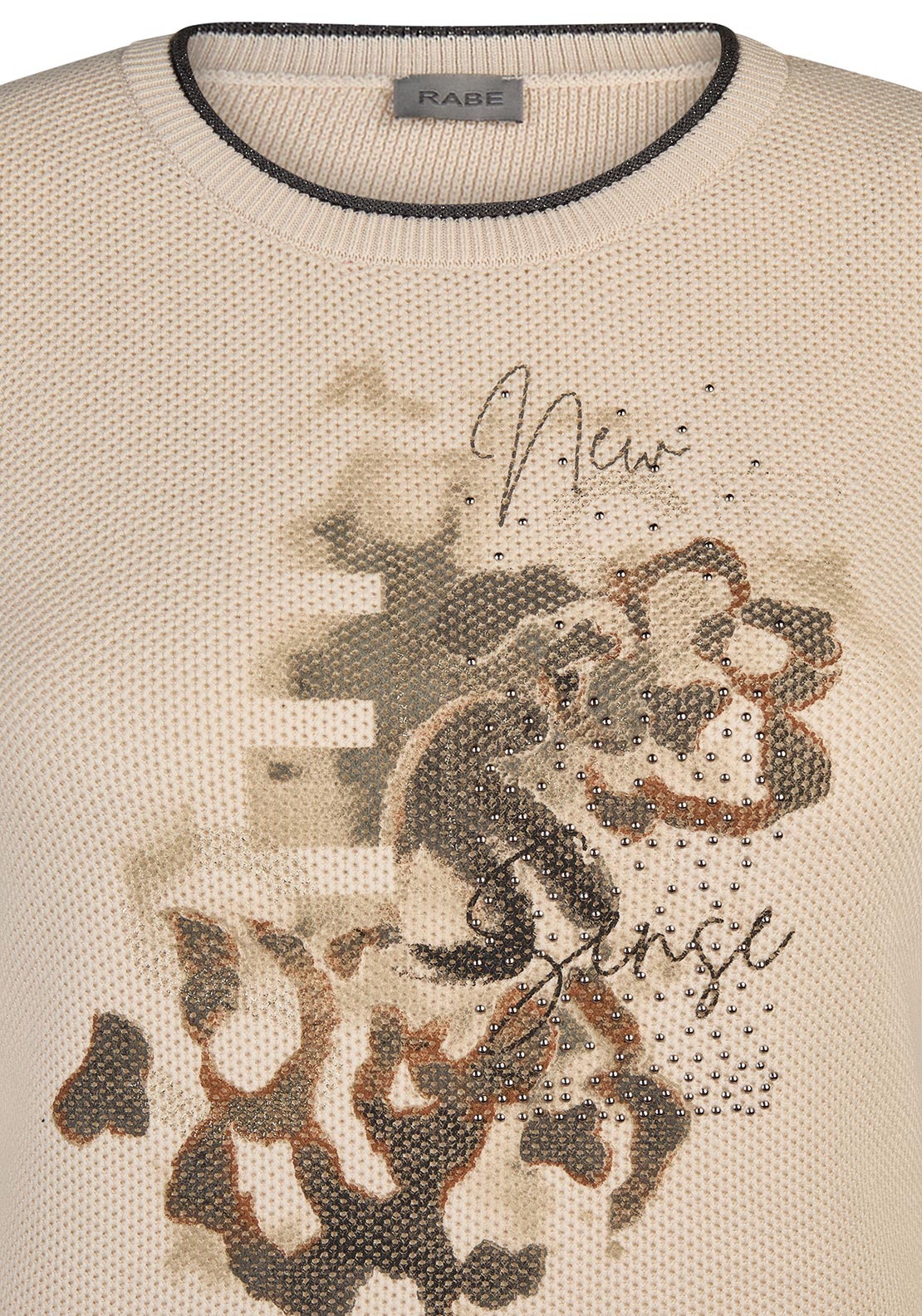 Rabe Embellished Abstract Front Jumper, Beige