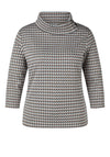 Rabe Geometric Print Funnel Neck Top, Grey