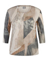 Rabe Abstract Print Embellished Top, Beige Multi