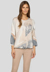Rabe Abstract Print Embellished Top, Beige Multi