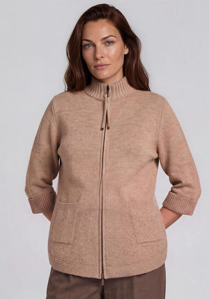Rabe Zipped Wool Blend Jacket, Brown